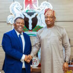 Namibian Ambassador to L-R: Nigeria Humphrey Geiseb, Nigeria’s Minister of Aviation and Aerospace Development, Festus Keyamo