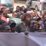 The protesters during a continuous peaceful protest over the gruesome murder of Efe in Benin City
