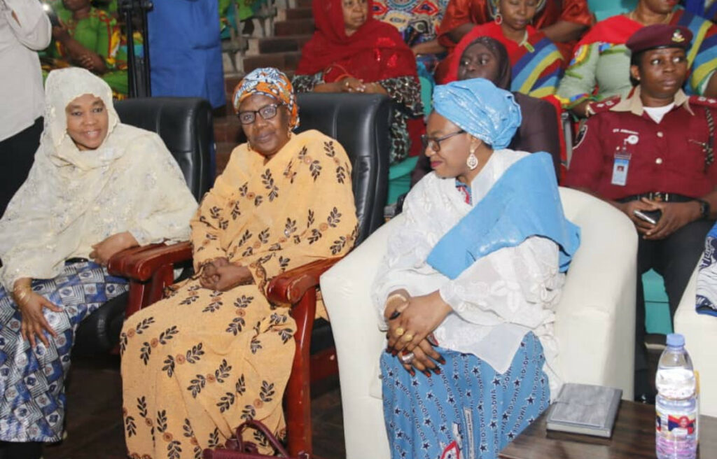 President, Road Safety Officers Wives Association (ROSOWA), Dr. Nafisah Mohammed, President of Police Officers Wives Association (POWA), Elizabeth Egbetokun, at the Flag Off Mobilization Campaign of 12 Million Young Nigerian Women into the UNESCO REF Young Woman in Agriculture to celebrate the 2025 United Nations International Women’s Day in Abuja
