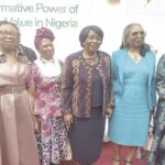 L-R- Mrs. Adefisayo, Mrs. Koiki (2nd right) and Mrs. Awosika (right), at the anniversary event