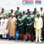 Front row: Commissioner, Political Affairs, Peace and Security, ECOWAS Commission, Abdel-Fatau Musah (4th L); Chief of Defence Staff, Gen. Christopher Musa; Minister of Defence, Mohammed Abubakar (5th L); Chief of Army Staff, Gen. Olufemi Oluyede (4th R); Chief of the Naval Staff, Vice Adm. Ikechukwu Ogalla (3rd R); Chief of Air Staff, Air Marshal Hassan Abubakar (2nd R) and IGP Kayode Agbetukun (R), during the 43rd Ordinary meeting of the ECOWAS Committee of Chiefs of Defence Staff in Abuja on Tuesday (11/3/25). 0112/MARCH/11/3/2025/Johnson Udeani/NAN