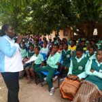 The NAPTIP Commander, Makurdi Zonal Command, Gloria Bai sensitizing the students during the program