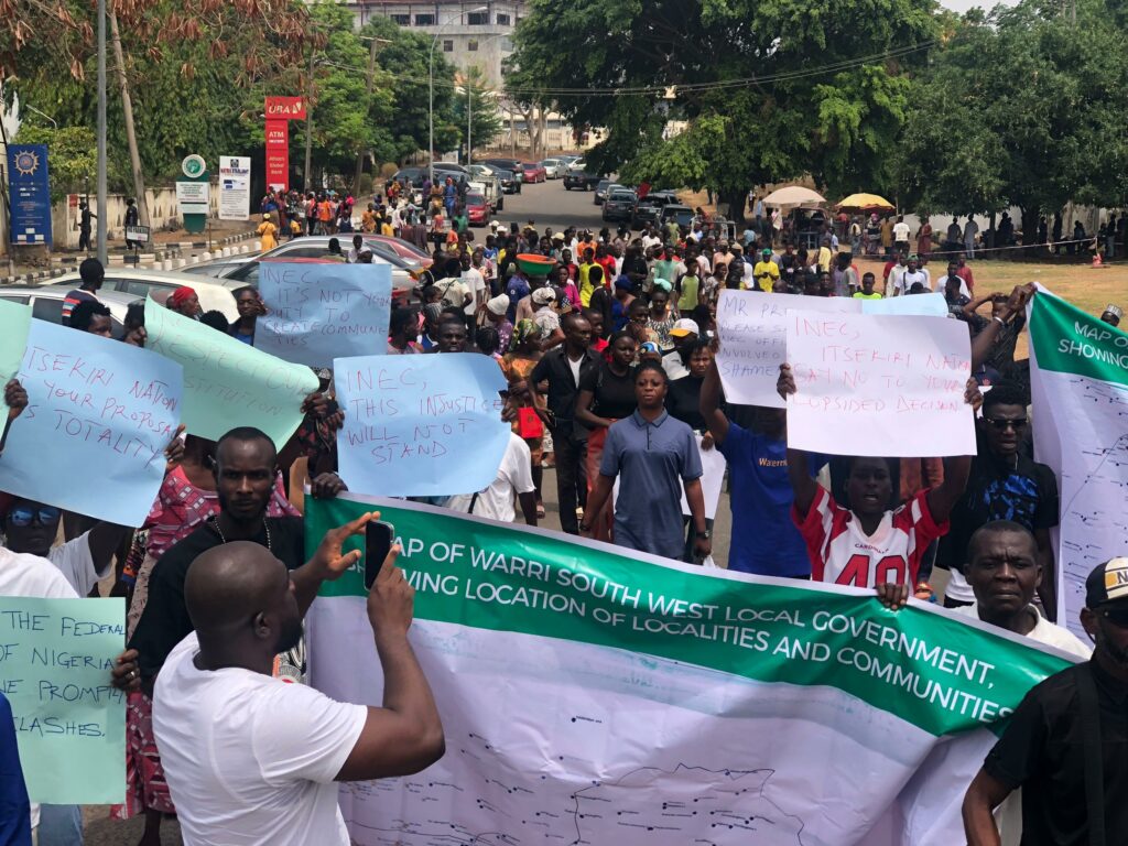 Protesters ground INEC over Ijaw, Urhobo constituency delineation