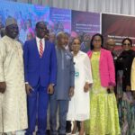 Chairman of the Presidential Fiscal Policy and Tax Reforms Committee, Taiwo Oyedele (middle) flanked by Vice President of NIPR, Emmanuel Dandaura (left), President of NIPR, Ike Neliaku (right) and other members of the institute at day two of the Nigeria Spokespersons Summit (NSS), organised by Nigerian Institute of Public Relations (NIPR), Wednesday 16, April 2025 in Abuja