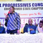 Governor Bassey Otu of Cross River State speaking during the expanded caucus meeting is the APC in Calabar