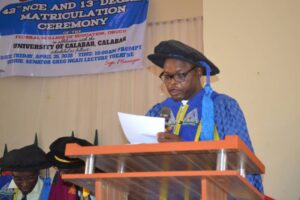 Dr Richard Otubaku, Provost Federal College of Education, Obudu presenting a matriculation address