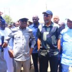 (L-R) Ag. ES FCDA, Richard YDauda, FCT Minister, Nyesom Wike, Allwell Onyesoh, Olaka Nwogu during the Minister’s inspection of the Kabusa/Ketti and Kabusa/Takushara road projects in AMAC on Saturday