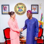 Lagos State Deputy Governor Dr. Kadri Obafemi Hamzat received the Crown Princess of Sweden and Duchess of Vastergotland Her Royal Highness, Victoria Ingrid Alice Desiree, on behalf of Governor Mr. Babajide Olusola Sanwo-Olu during a courtesy visit to Lagos House, Marina