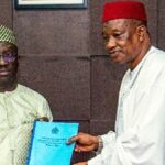 Edo Governor Monday Okpebholo (L) receives Kano delegation led by Deputy Governor  Deputy Governor Aminu Abdulsalam Gwarzo