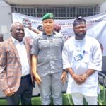 L-R: The National President, Association of Nigerian Licensed Customs Agents (ANLCA) Emenike Nwokeoji, the Customs Area Controller, KLT Command, Compt Joy Edelduok and the Chairman of KLT Chapter of ANLCA, Chief Ahmed Olajide Bello at the presentation of the new KLT Chapter Executives to Customs on Friday