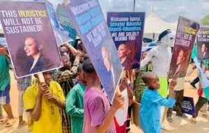 Banners in support of Natasha Akpoti-Uduaghan