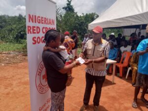 One of the beneficiaries of the empowerment programme carried out by the Nigerian Red Cross Society in Ikpe Community, Edo State
