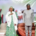 From left, Wife of the Vice President, Hajia Nana Shettima; the First Lady, Federal Republic of Nigeria and National  Chairman, Renewed Hope Initiative (RHI), Senator Oluremi Tinubu; Oyo State Governor, Seyi Makinde; and his wife, Tamunominini, during the RHI Social Investment Programme (Food Outreach Scheme) donation of food items to vulnerable groups in Oyo State, held at the Local Government House, Secretariat, Ibadan. PHOTO: Oyo Gov’s Media Unit