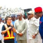 R-L: Mao Ohuabunwa, FCT Minister, Nyesom Wike, Ag ES FCDA, Richard Dauda and officials of CGC Construction Company, during the Minister’s inspection of the Apo – Wassa road project also known as Outer Southern Expressway II (OSEX )