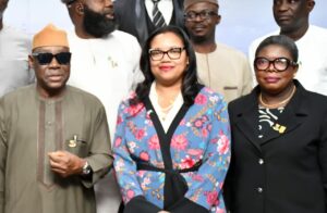 From left, Deputy Governor of Oyo State, Barr Bayo Lawal; Deputy Chief, Political and Economic Section of the US Mission, Kenise Hill and Oyo State Head of Service, Mrs Olubunmi Oni, during the  US Mission visit to Governor’s Office, Secretariat, Ibadan. PHOTO: Oyo Gov’s Media Unit
