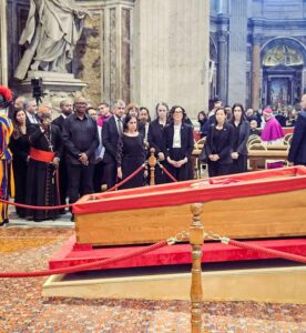 Obi with Cardinal Francis Marine witnessing Pope’s lying in state