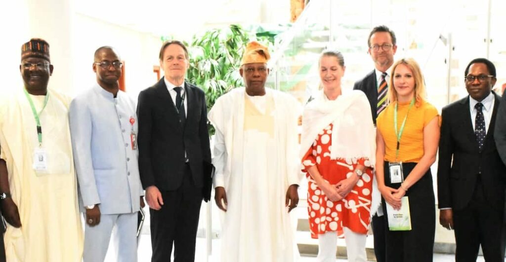 Vice President Kashim Shettima (middle) with a delegation from the Hertie School of Governance, Berlin, led by Senior Fellow Dr. Rolf Alter, at the Presidential Villa in Abuja on Wednesday, April 30, 2025
