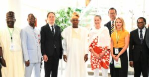 Vice President Kashim Shettima (middle) with a delegation from the Hertie School of Governance, Berlin, led by Senior Fellow Dr. Rolf Alter, at the Presidential Villa in Abuja on Wednesday, April 30, 2025