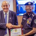 Inspector General of Police Kayode Egbetokun meets with Lord David Hanson, UK Minister of State for Home Affairs, at the Nigeria Police Force Headquarters, Louis Edet House, Abuja, on Tuesday, April 29, 2025