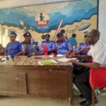 The Edo State Commissioner of Police, CP Monday Agbonika addressing Journalists during his short visit to them in Benin City