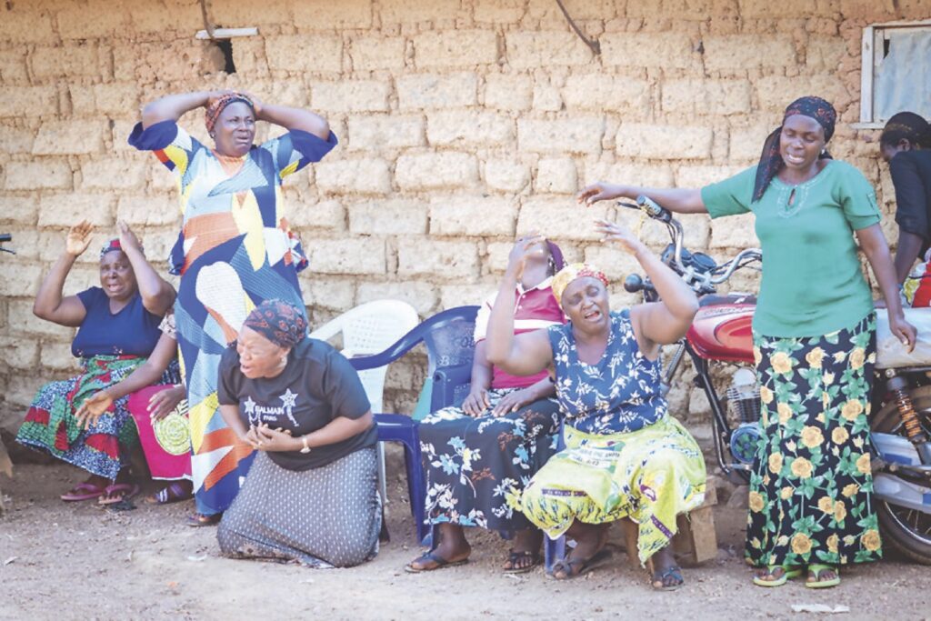 •Wailing villagers