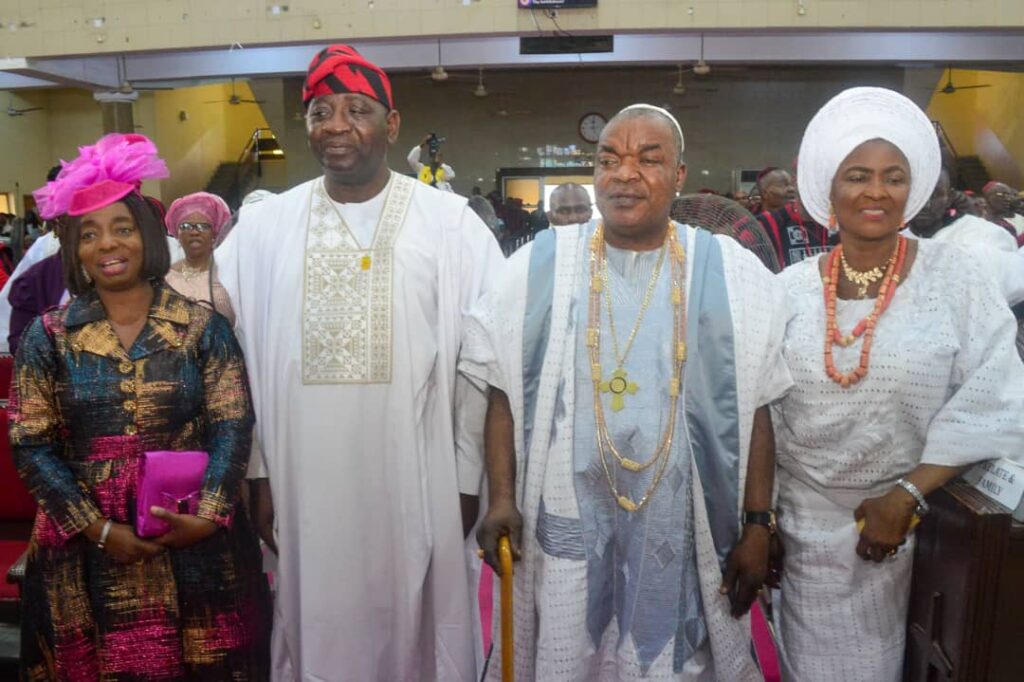 L-R: First Lady of Lagos State, Dr. (Mrs.) Claudiana Ibijoke Sanwo-Olu; Deputy Governor of Benue State,  Dr. Sam Ode; Prelate of the Methodist Church Nigeria, His Eminence Dr. Oliver Ali Aba JP, and his wife, Deaconess Maria O. Aba, at the 65th Birthday Anniversary of His Eminence, Dr Oliver Ali Aba held at Hoares Memorial Methodist Cathedral, 321 Herbert Macaulay Road, Sabo, Yaba, Lagos