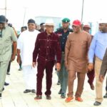 (L-R) Chibudom Nwuche, Philip Aduda, FCT Minister,  Nyesom Wike,  Marcus Nleejii and CEO of Planet Projects, Abiodun Otunola, during the FCT Minister’s inspection of the Mabushi and Kugbo Bus Terminals, on Tuesday, May 13, 2025