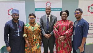 L-R: Publicity Secretary, Association of Movie Producers (FCT), Desmond Utomwen, Chairman Emeritus, AMP-FCT, Imaobong Abia, Director of the WIPO Nigeria Office, Oluwatobiloba Moody, National President, AMP, Queen Ebigieson and Chairman, AMP Niger State, Johnpaul Umoru at the NCC, WIPO strategic parlay on fight against online piracy