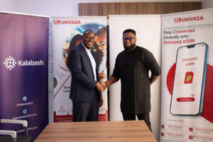 Chief Executive Officer of Univasa, Ben Adeniyi and Chief Executive Officer of Kalabash54, Ladi Ojuri, at the official announcement of their partnership to provide travel data solutions for travelers