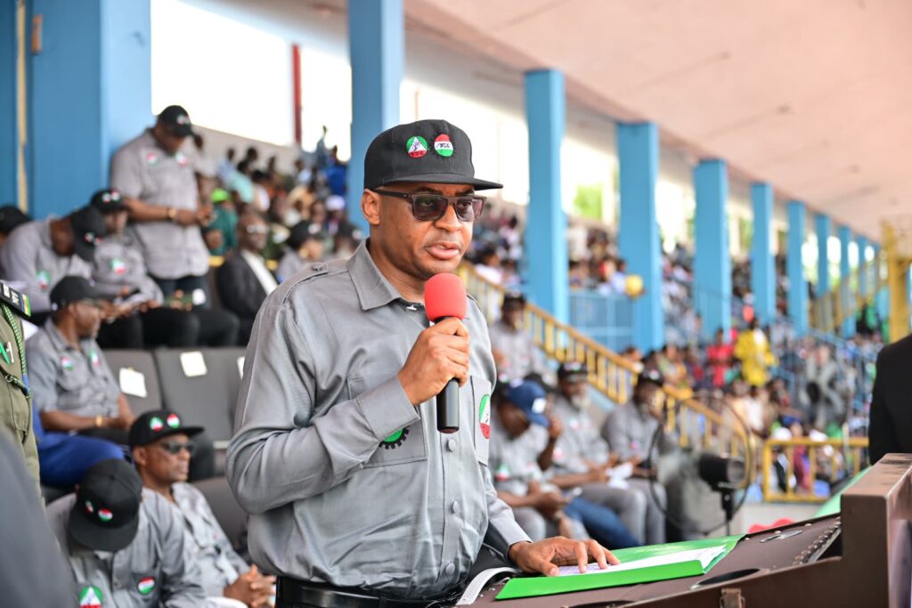 Dr Peter Odey presenting the governor’s address during the worker’s day celebration in Cross River State
