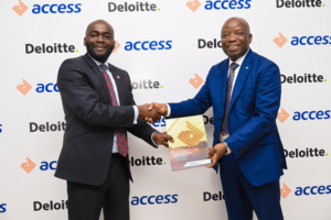 Managing-Director-of-Access-Bank-Ghana-Olumide-Olatunji-left-exchanging-the-signed-MoU-with-Country-Manager-of-Deloitte-Ghana-Daniel-Kwadwo-Owusu