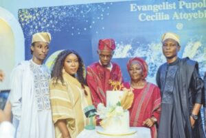 The celebrant with her husband and children