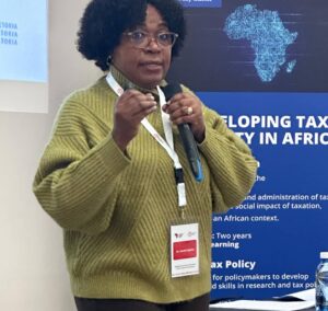 Director of the African Tax Institute and leading expert in international tax law, Annet Oguttu, speaking at the International Tax Justice Academy (ITJA 2025) hosted at the University of Pretoria’s Future Africa Campus