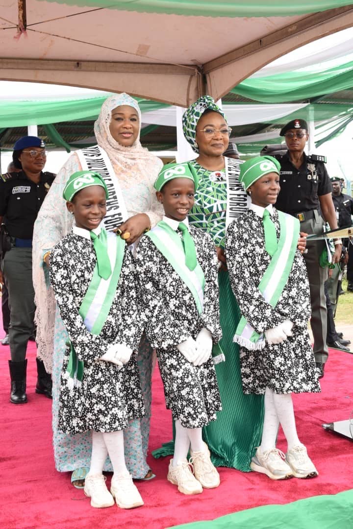 Representative of President Bola  Tinubu, FCT Minister of State, Mariya Mahmoud, Minister of Women Affairs, Imaan Suliaman-Ibrahim, with some children at National Children’s Day celebration, themed “Stand Up, Speak Up: Building a Bullying-Free Generation.”