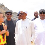 From L-R: CGC project manager, Yang Hong, ES, FCDA Richard Dauda, FCT Minister Nyesom Wike and Philip Aduda during the Minister’s inspection of the ongoing OSEX II – Wasa road project on Saturday, May 10, 2025
