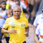 • Governor Peter Mbah slugging it out with other athletes in the First Enugu International Marathon held yesterday in the state