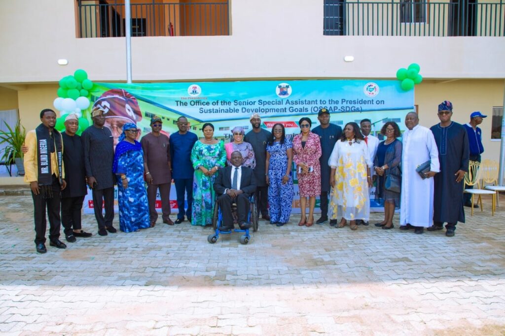 Senior Special Assistant to the President on Sustainable Development Goals (OSSAP-SDGs), Adejoke Orelope-Adefulire, and other officials at the commissioning  of educational and residential facility at the Bethesda Home and School for the Blind in Surulere, Lagos