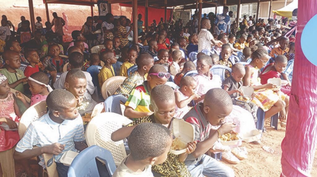 Children enjoying their meal