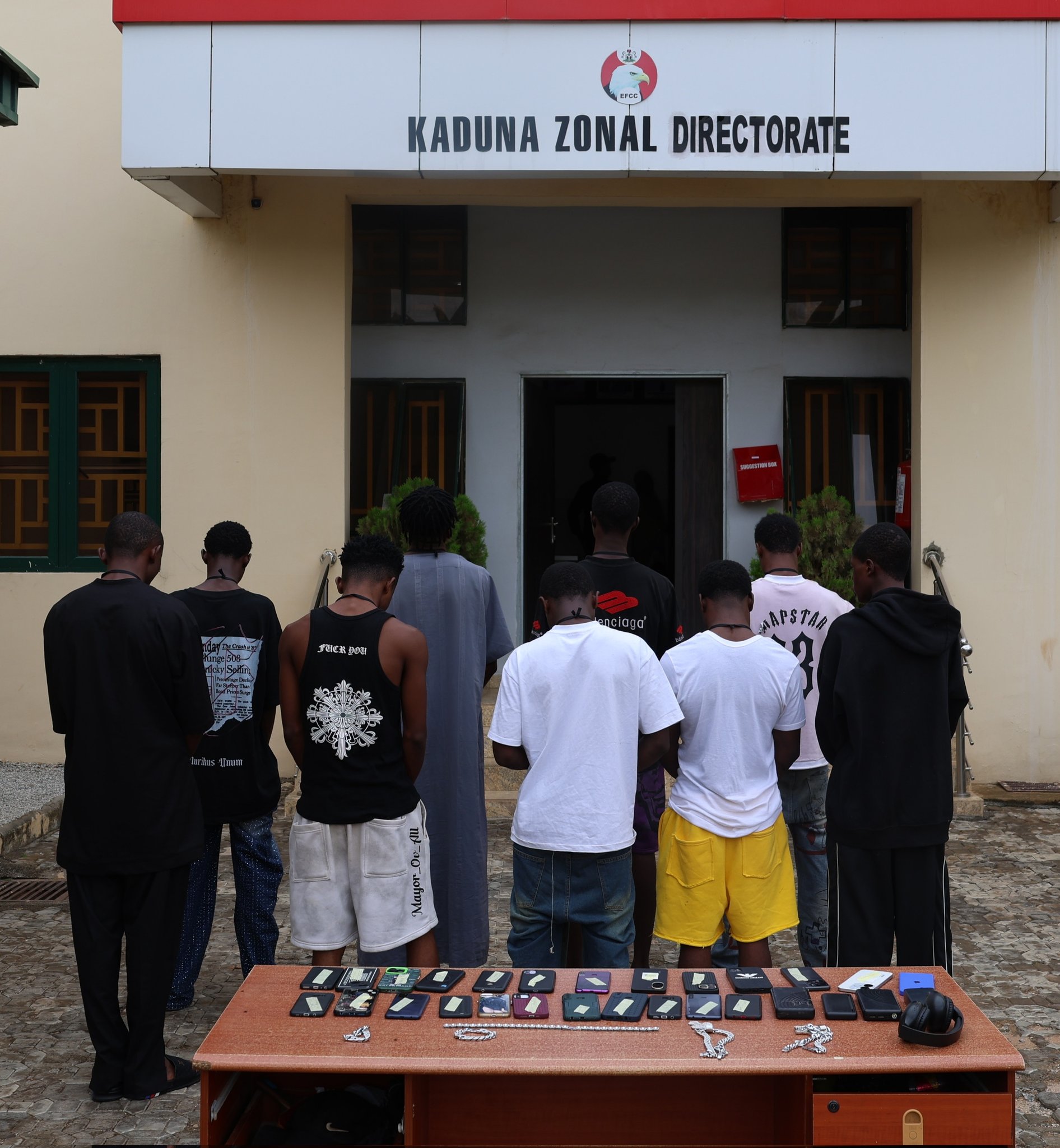 Internet fraud suspects arrested by the EFCC in Kaduna