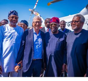 L-R: Femi Otedola, Bill Gates, President Bola Tinubu and Aliko Dangote