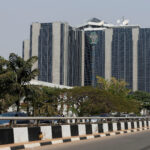 Central Bank of Nigeria’s logo is seen on the headquarters building in Abuja