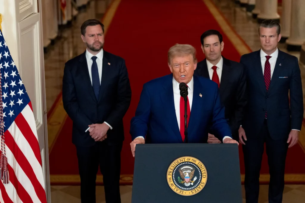 L-R: Vice President JD Vance, President Donald Trump, Secretary of State Marco Rubio, Secretary of Defence Pete Hegseth