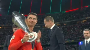 Ronaldo with Nations League trophy