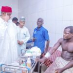 Some of the Kano State government officials paying a visit to the survivors at the hospital