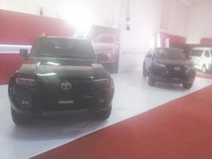 Toyota vehicles on displaya at the Motor Show
