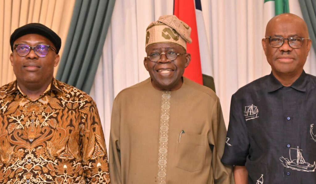 Tinubu meets Fubara and Wike