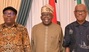 Tinubu meets Fubara and Wike