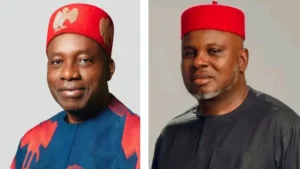 Anambra Governor Charles Soludo (L), Prince Nicholas Ukachukwu (R)