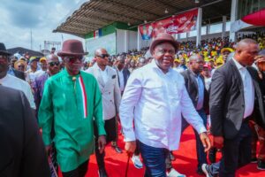Bayelsa Deputy Governor Lawrence Ewhrudjakpo (L), Bayelsa Governor Douye Diri (R)