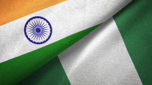 Nigeria and India flag together realtions textile cloth fabric texture
